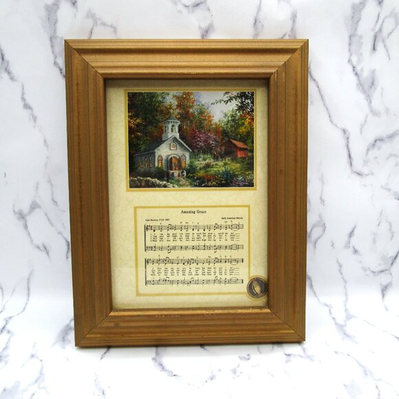 Vintage Wall Hanging Picture Or Table Top Frame Amazing Grace Hymn Serene Church - Picture 4 of 7